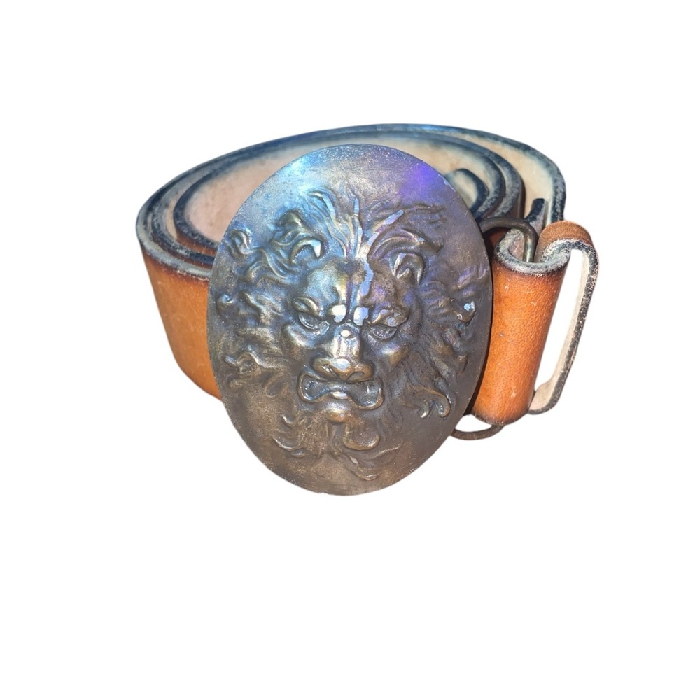 Bergamot made in usa vintage lion head belt buckle with belt